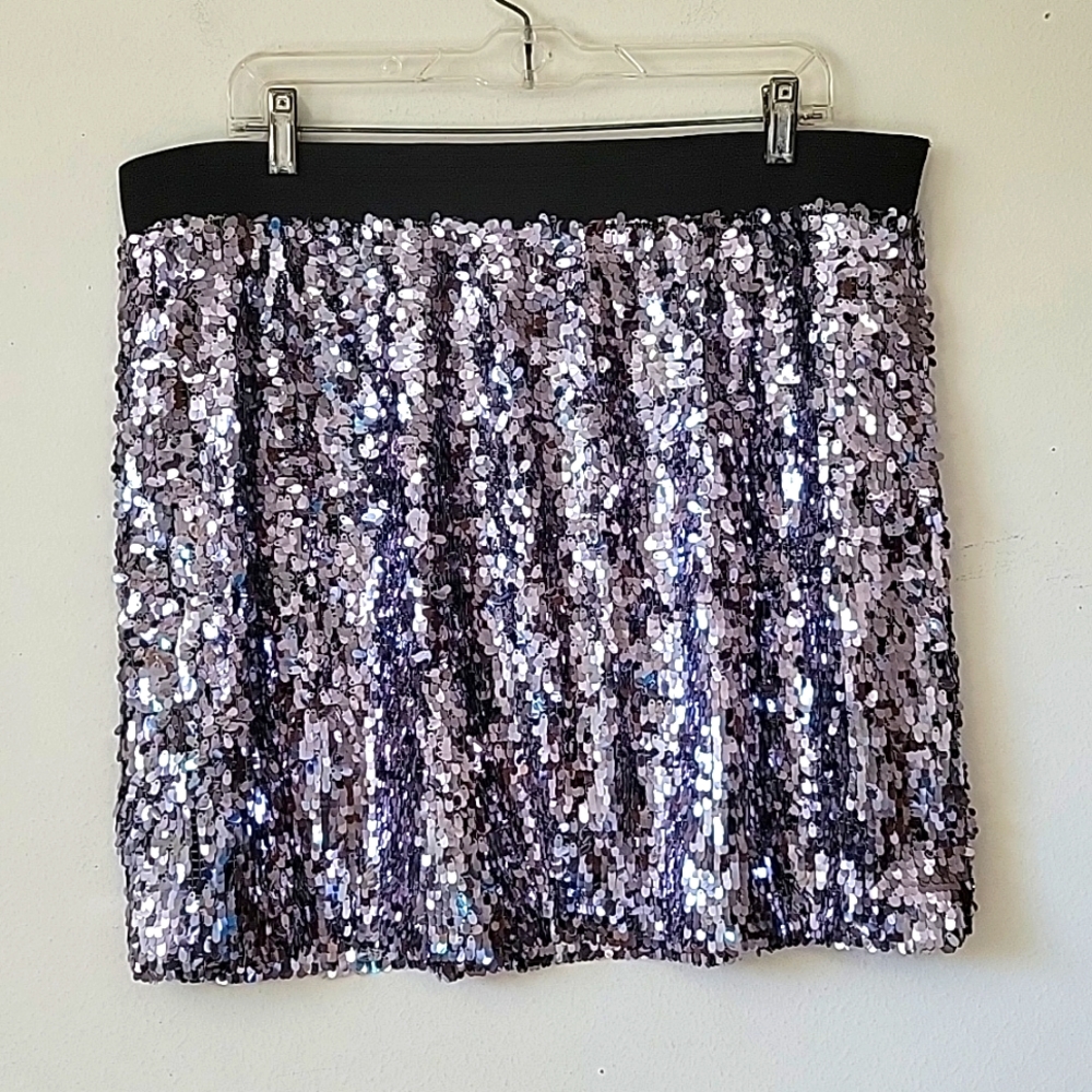 K dash by kardashian dark silver sequins dance pencil mini skirt 1X